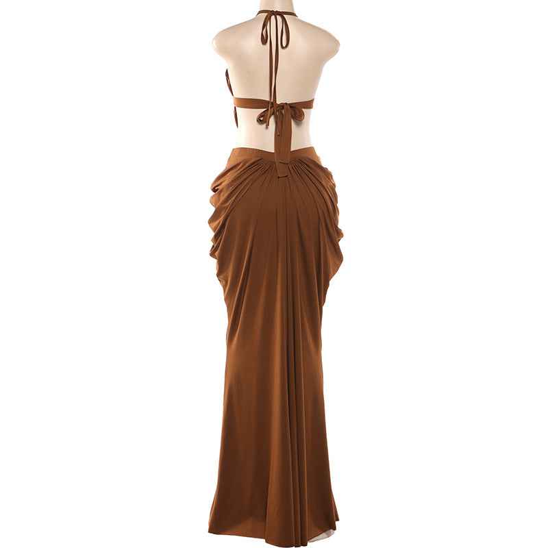 Spring Backless Thin Strap Front Slit Dress