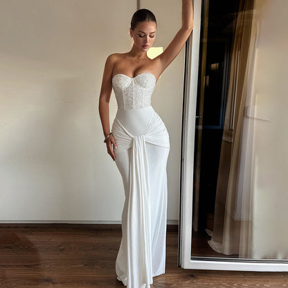 Sequin Tube Top Backless Sheath Dress for Women