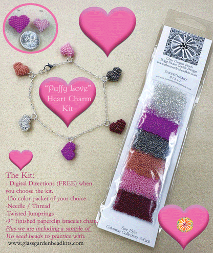 Puffy Love Heart Charm Bracelet Kit