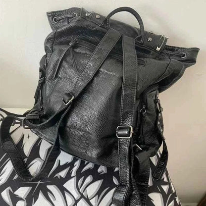 Gothic Y2K Backpack Black Grunge Cross Skeleton | MUNSIEUR