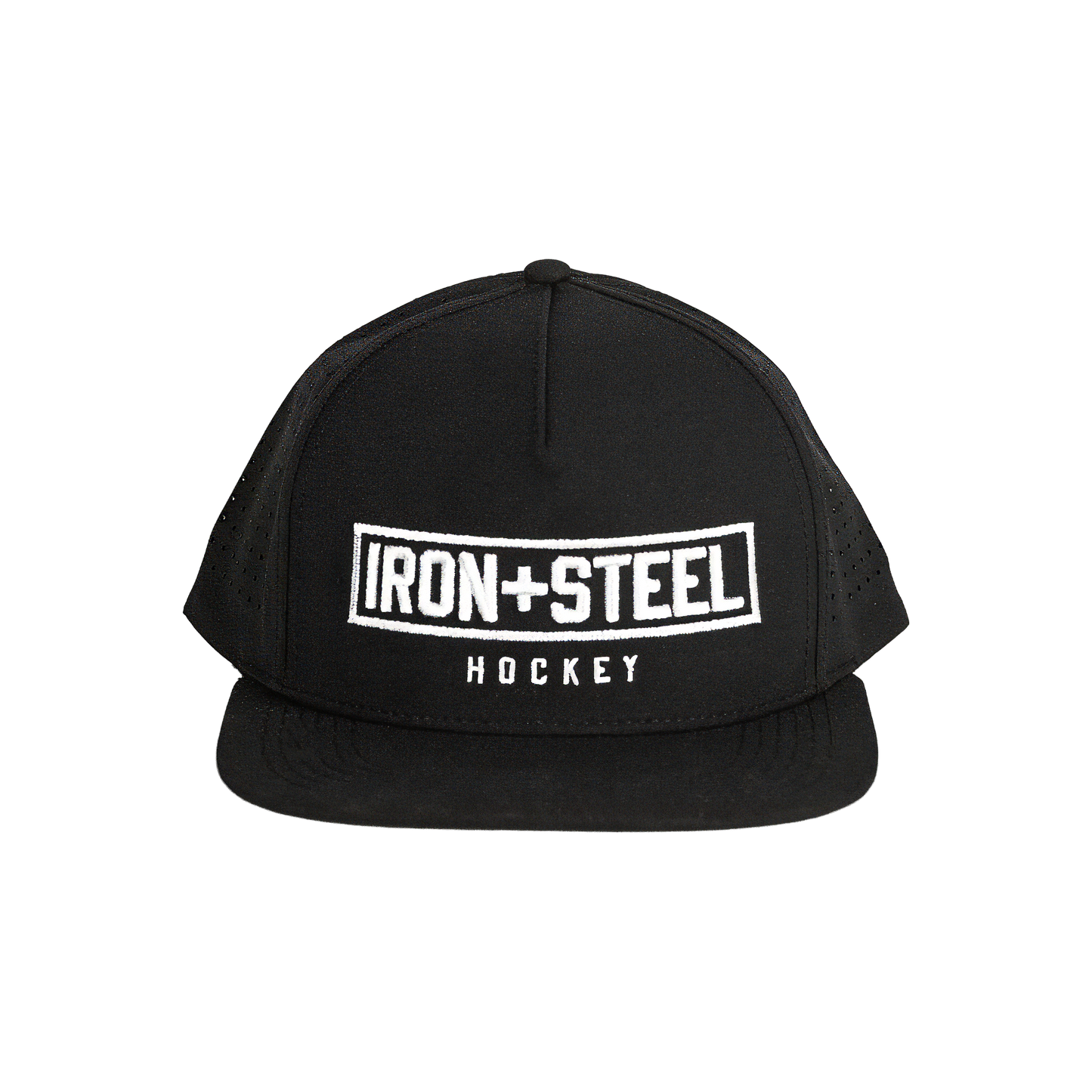 Iron+Steel Plate Snapback Hat - Black/White