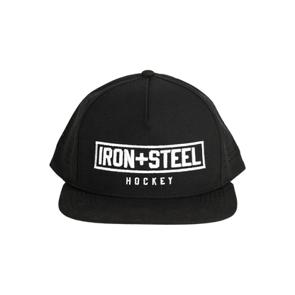 Iron+Steel Plate Snapback Hat - Black/White